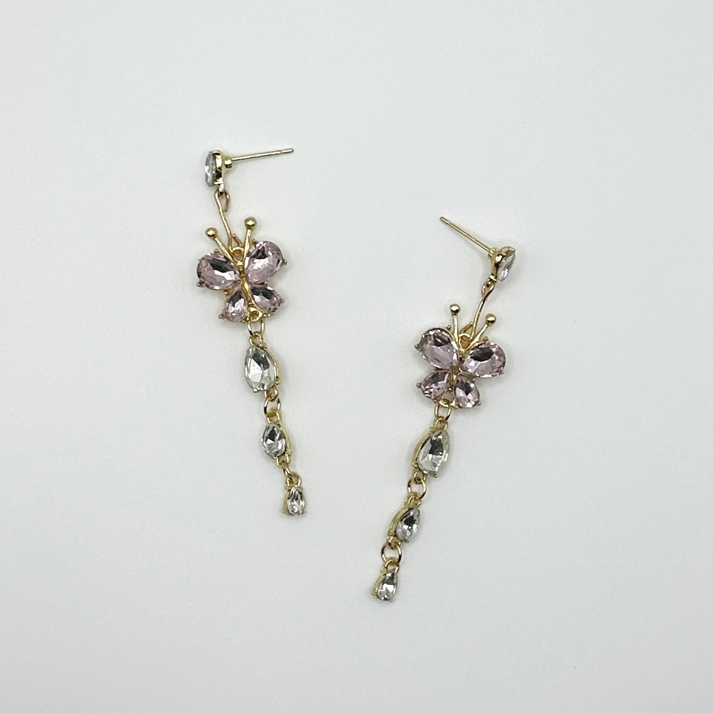 Gold Plated Sparkly Butterfly Inlay Earrings