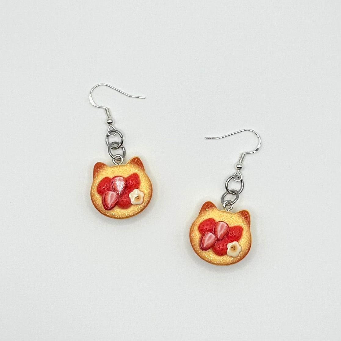 Cat Ears Strawberry Toast Earrings