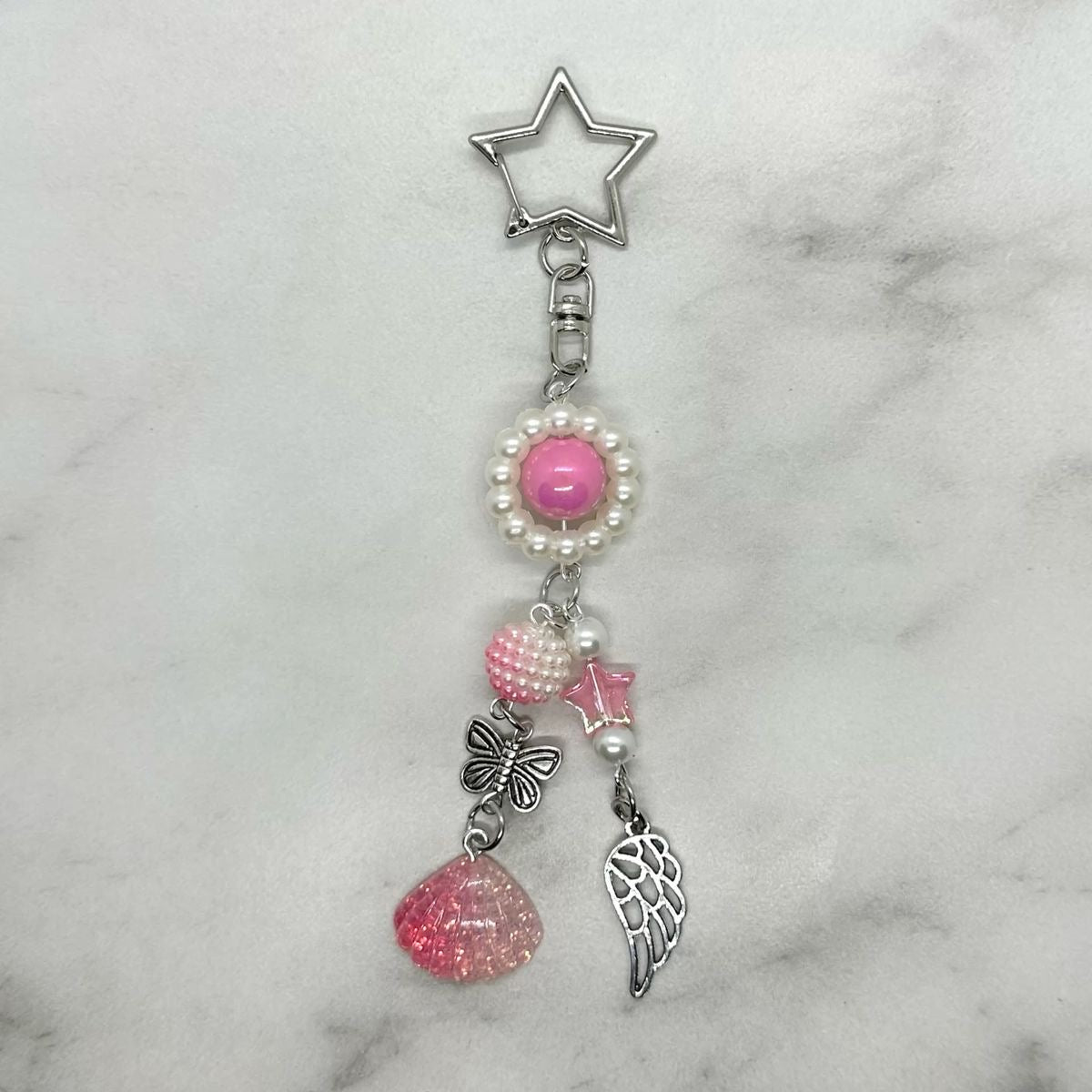 Dark Pink Kawaii Fairy Y2K Charm Keychain