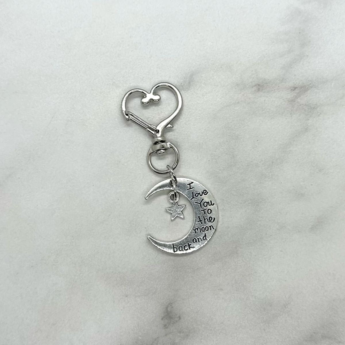 Cute Silver Moon ‘Love You to the Moon and Back’ Keychain