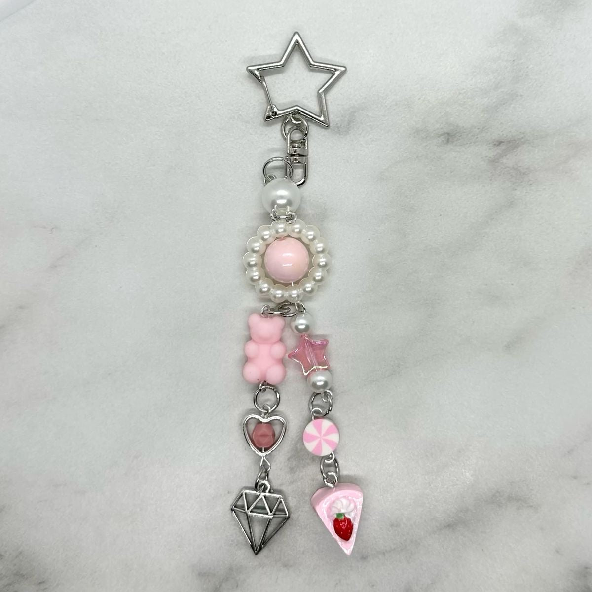 Light Pink Coquette Y2K Charm Keychain