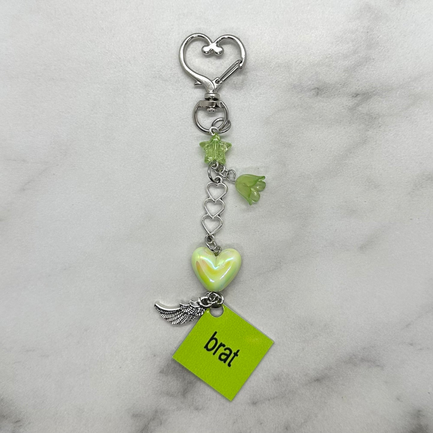 Charli xcx Brat Green Beaded Charm Keychain
