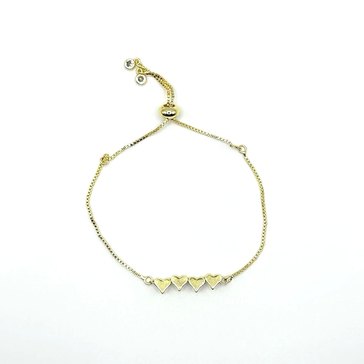 Dainty Gold Plated Adjustable Heart Bracelet
