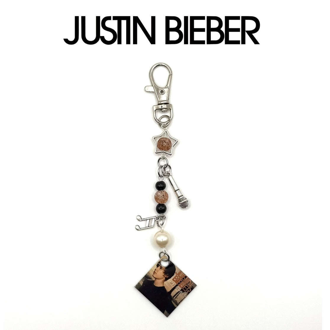 Justin Bieber My World Charm Keychain