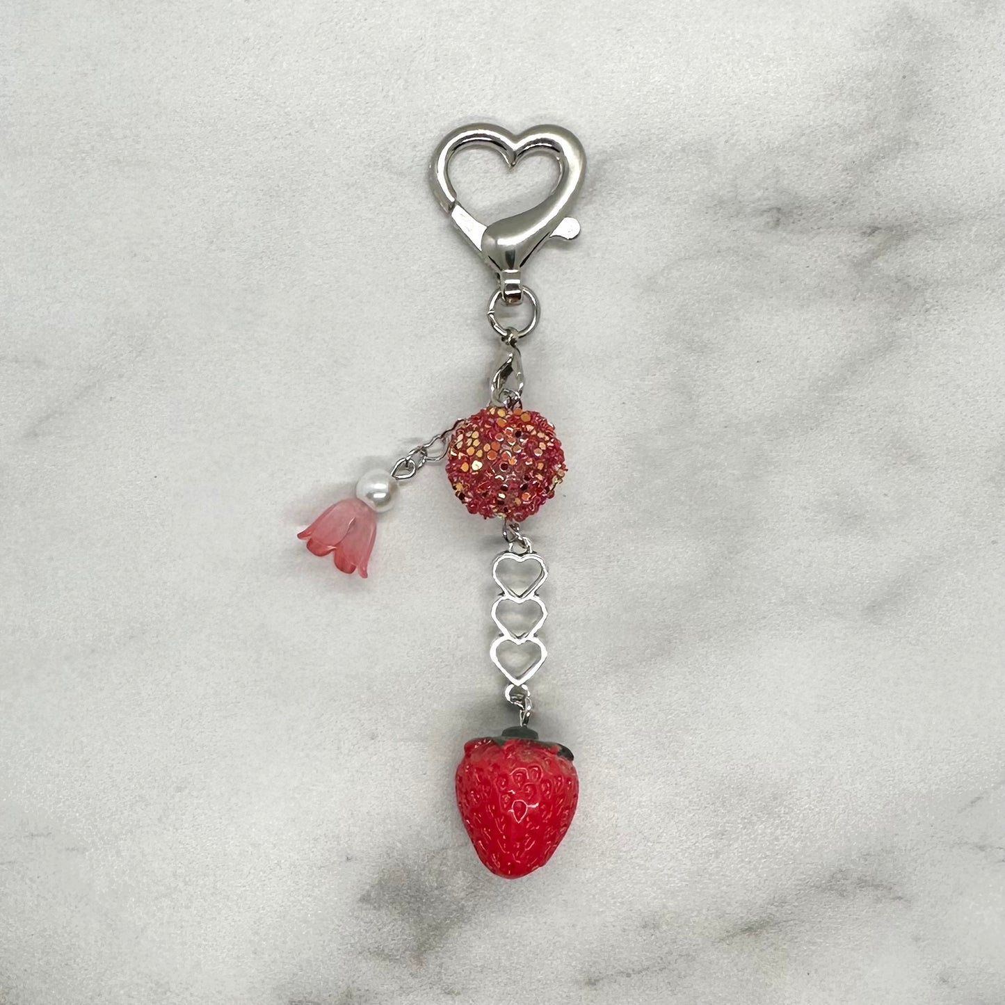 Red Strawberry Y2K Charm Heart Keychain