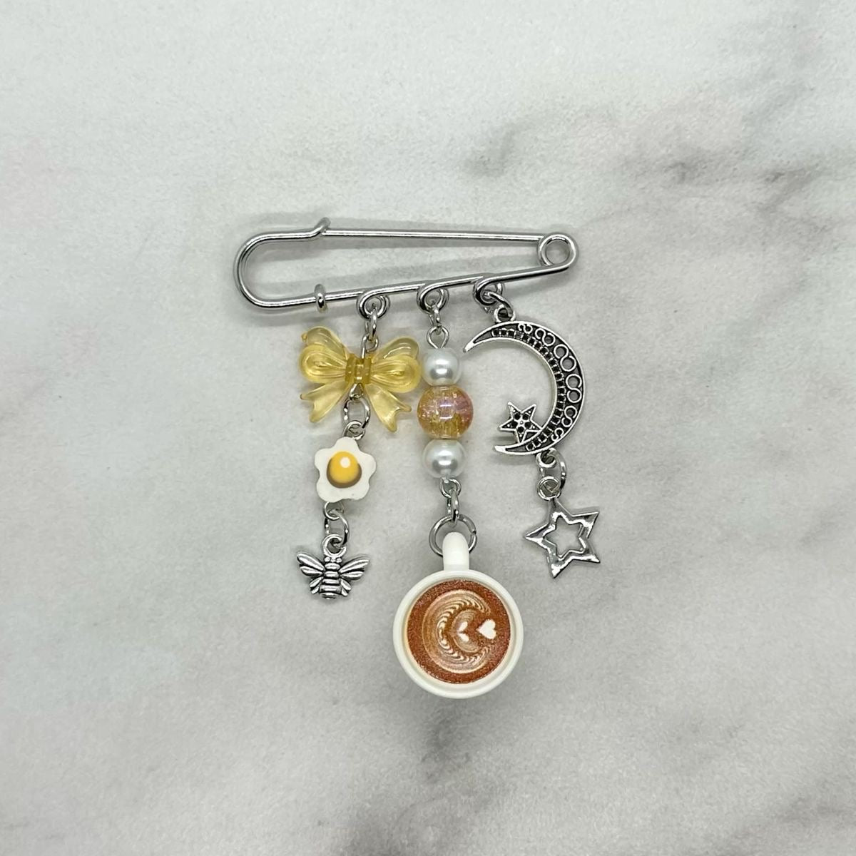 Coffee Lover Safety Pin Brooch Charm