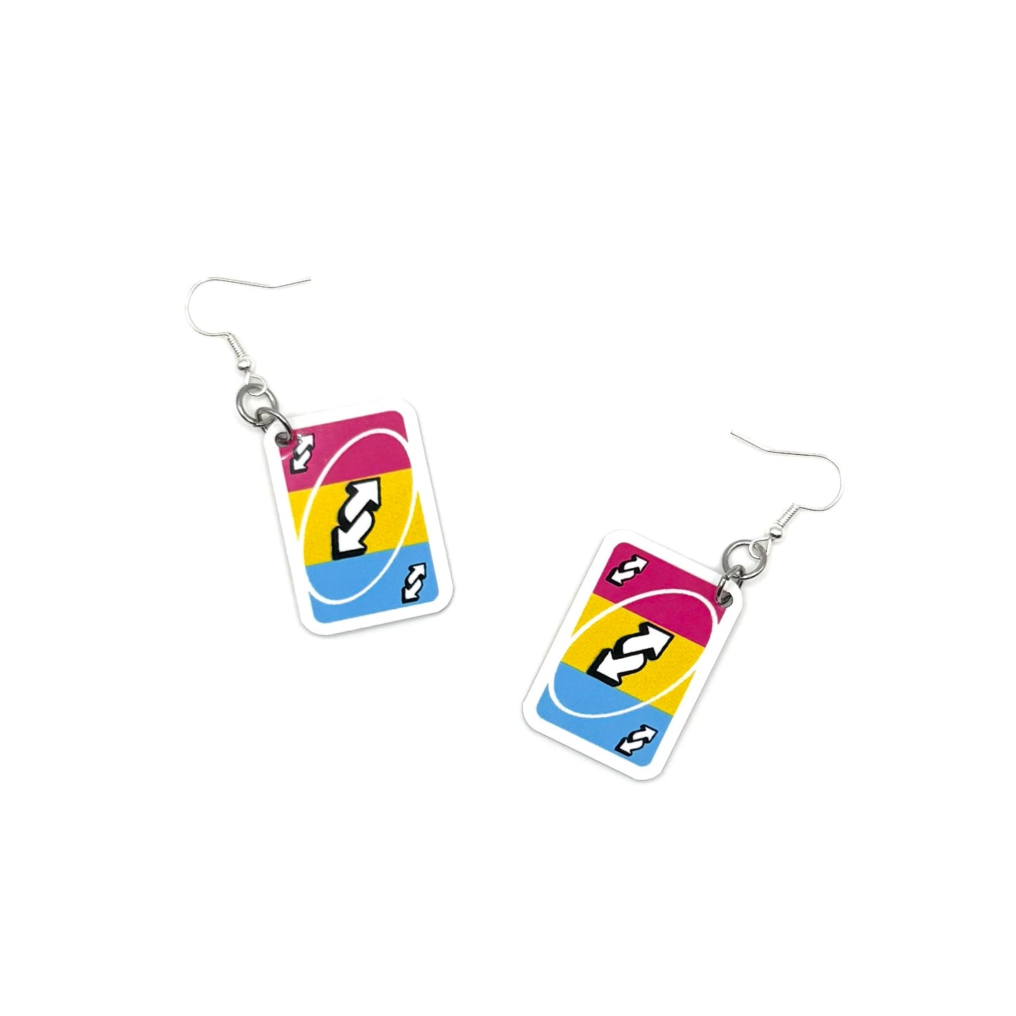 Pansexual Flag Uno Reverse Card Earrings