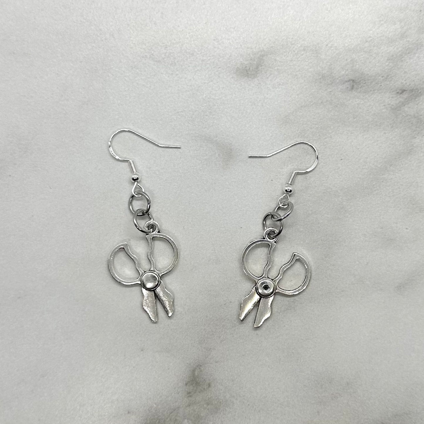 Miniature Silver Scissors Earrings with Hypoallergenic Sterling Silver Ear Wire Closure