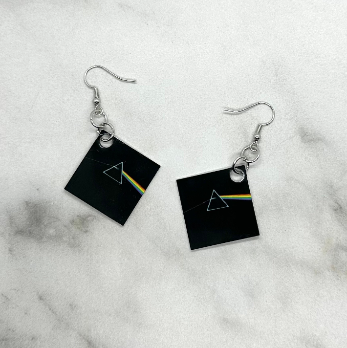 Pink Floyd Dark Side of the Moon Album Cover Earrings Merch