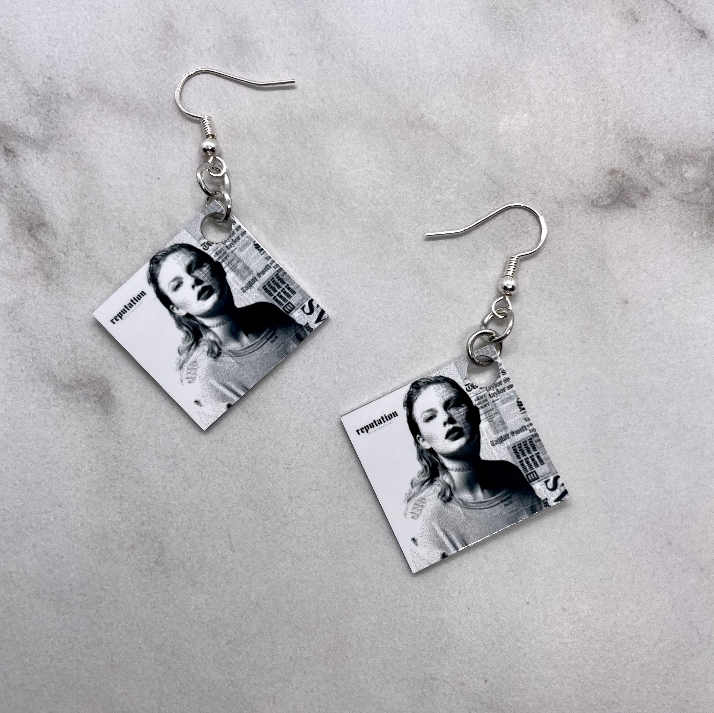Taylor Swift Reputation Album Cover Earrings Merch