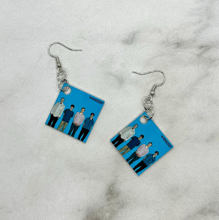 Weezer Blue Album Cover Earrings Merch