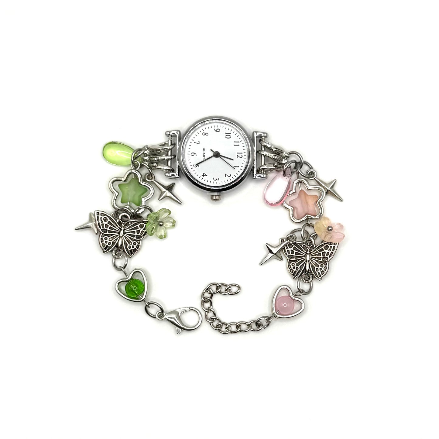 Wicked Inspired Pink & Green Analog Watch Charm Bracelet