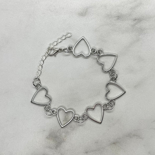 Stainless Steel Silver Heart Bracelet