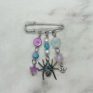 Purple & Blue Safety Pin Brooch Charm