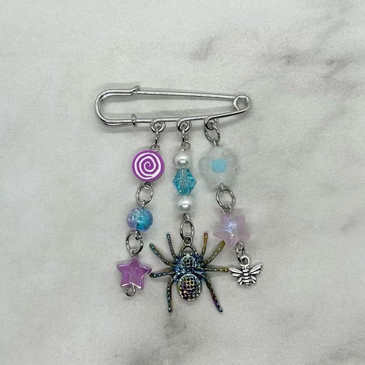 Purple & Blue Safety Pin Brooch Charm