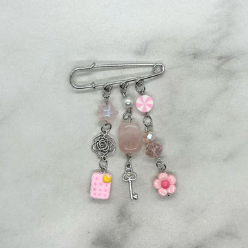 Baby Pink Y2K Safety Pin Brooch Charm
