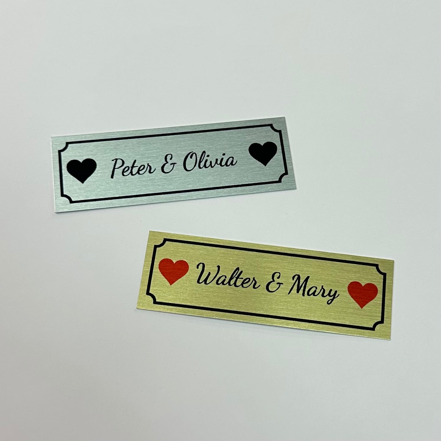 Dual Heart Aluminum Photo Frame Plates