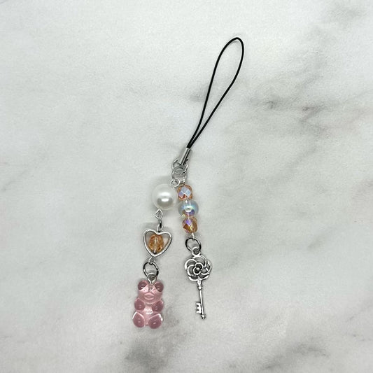 Pink Translucent Gummy Bear Y2K Cell Phone Charm