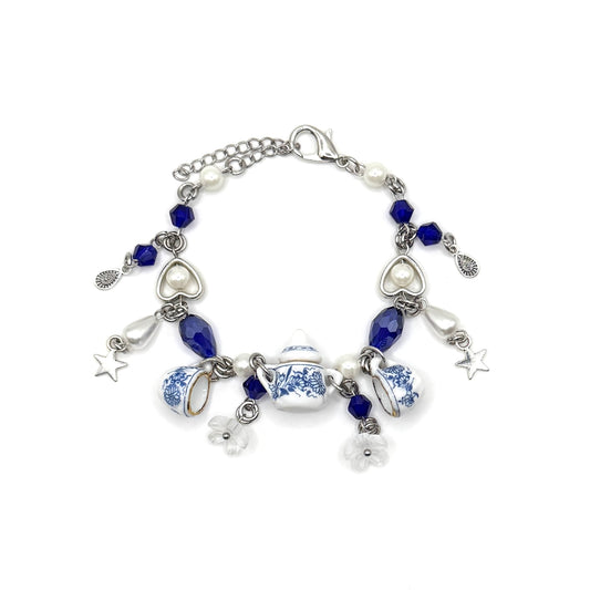 Blue Sapphire Teacup Charm Bracelet