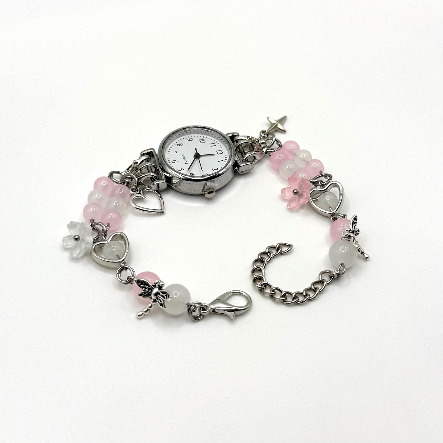 Baby Pink Analog Watch Charm Bracelet