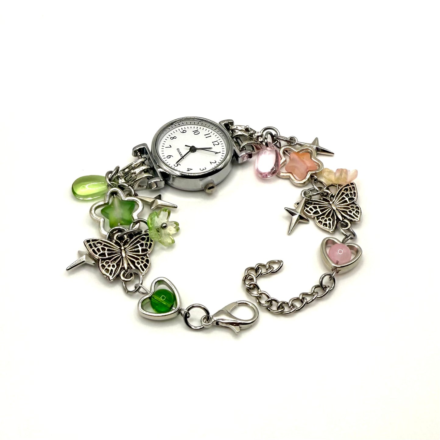 Wicked Inspired Pink & Green Analog Watch Charm Bracelet