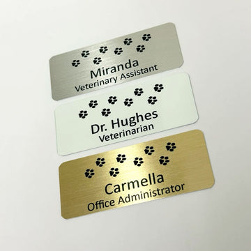 Multi Paw Print Personalized Veterinary Name Tags | Magnetic & Pin Name Badges
