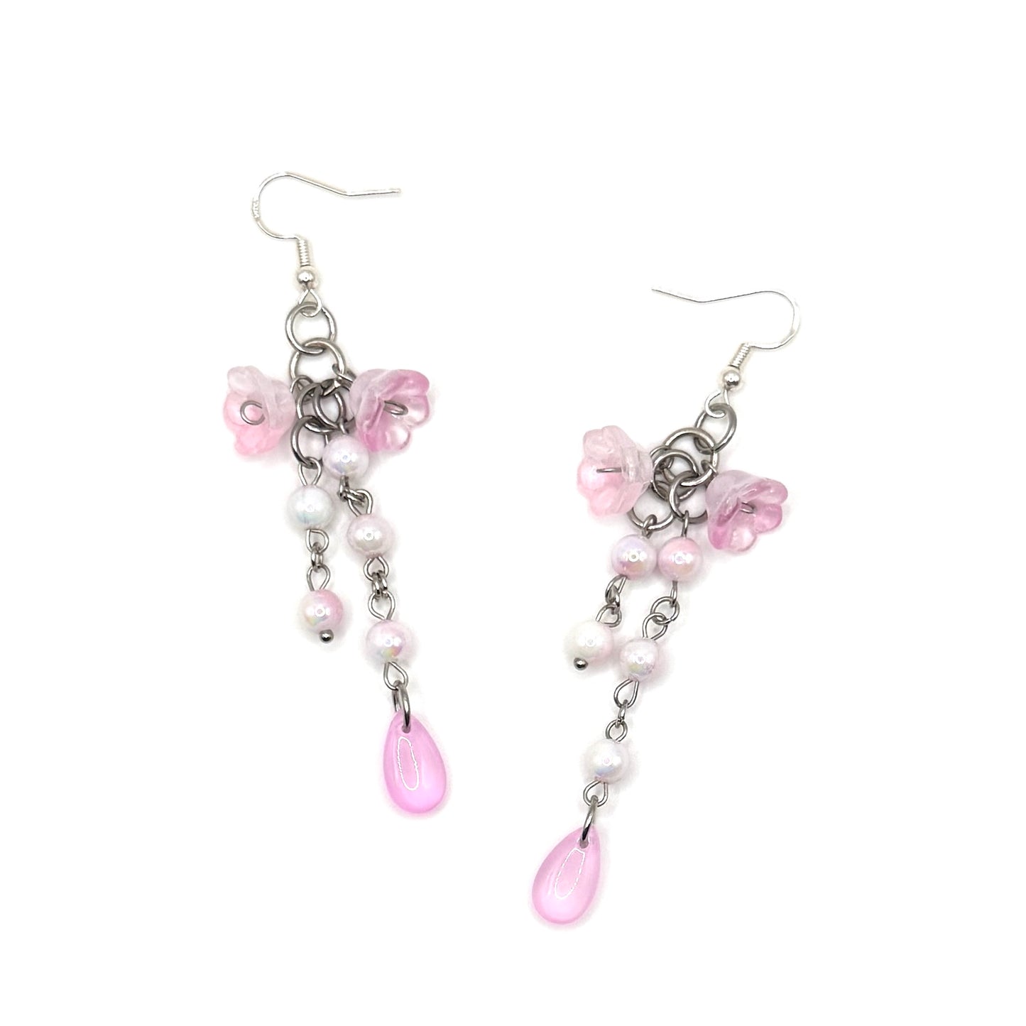 Pink & White Dangle Earrings