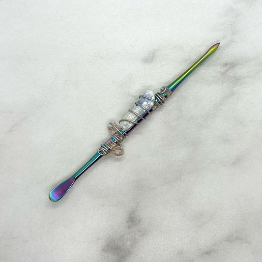 Wire Wrapped Rainbow Dab Tool w/ Blue Kyanite Crystal