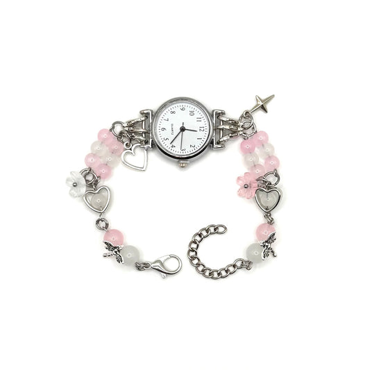 Baby Pink Analog Watch Charm Bracelet