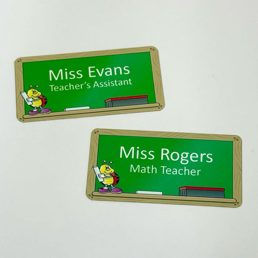 Chalkboard Style Teacher Name Tags | Personalized Magnetic & Pin Name Badges