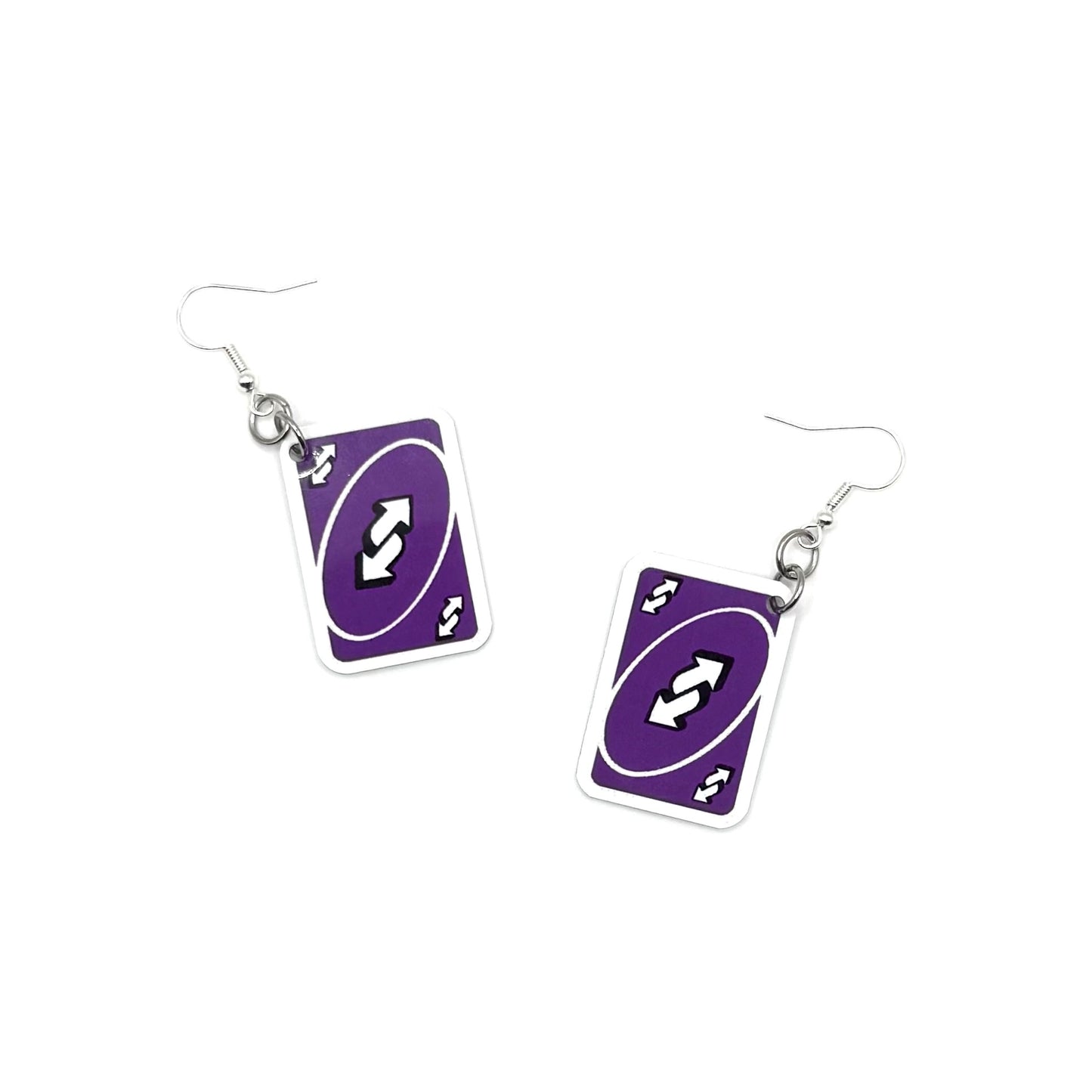 Purple Uno Reverse Card Earrings