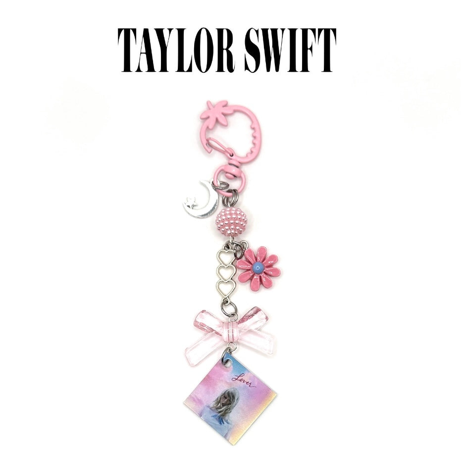 Taylor Swift Lover Beaded Charm Keychain