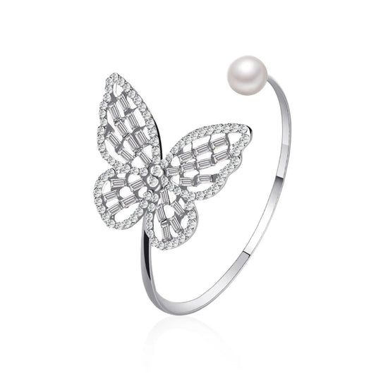 Silver Stainless Steel Adjustable Butterfly Bracelet
