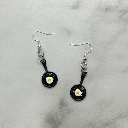 Miniature Egg in Frying Pan Earrings