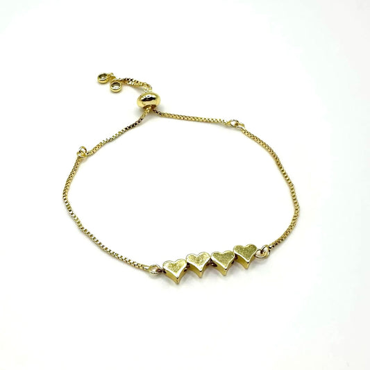 Dainty Gold Plated Adjustable Heart Bracelet