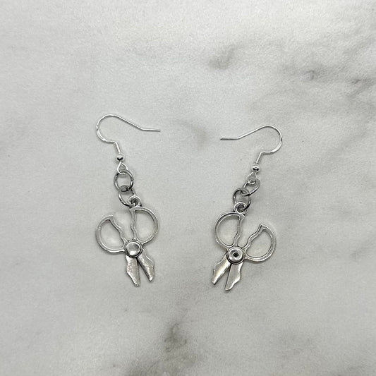 Miniature Silver Scissors Earrings with Hypoallergenic Sterling Silver Ear Wire Closure