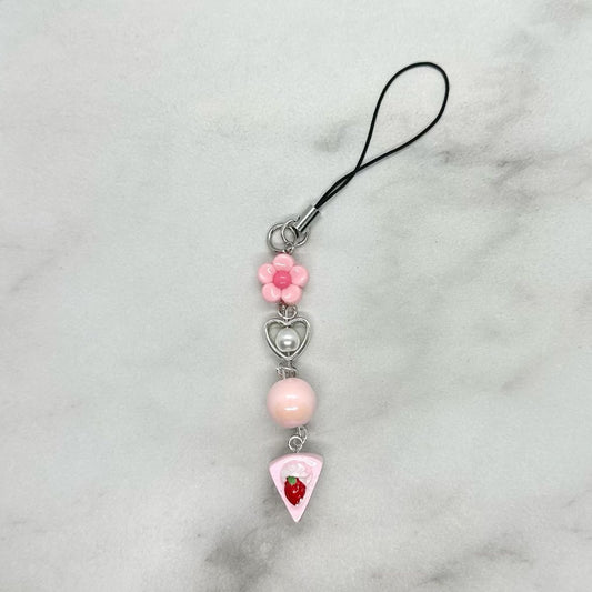 cute pink coquettish single strand cell phone charm