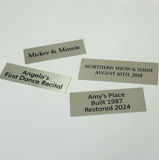 silver aluminum metal custom personalized name plates, photo frame plates, trophy plaques